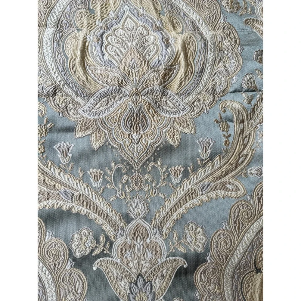 Rose Tree Norwich Medallion Set 5 Blue Gold Damask Paisley Lined Valances Luxury